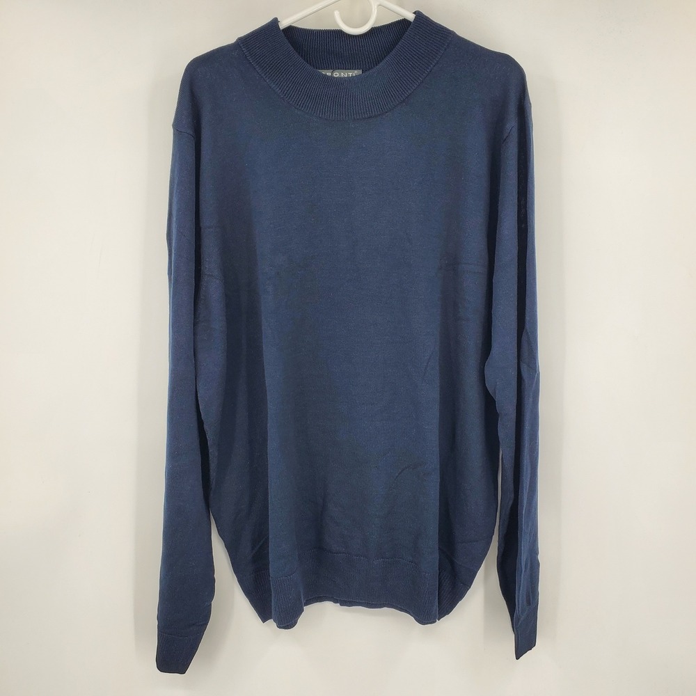 NWT Pronti Phite Navy Blue Mock Neck Sweater Mens‎ XXL Acrylic Knit Long Sleeve